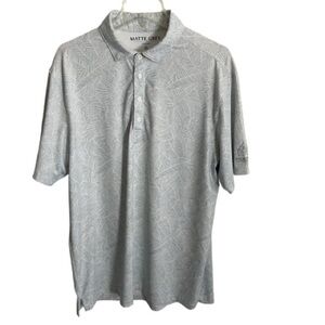 Men’s Haus Of Grey White With Olive Green Pattern Golf Polo Size Large!